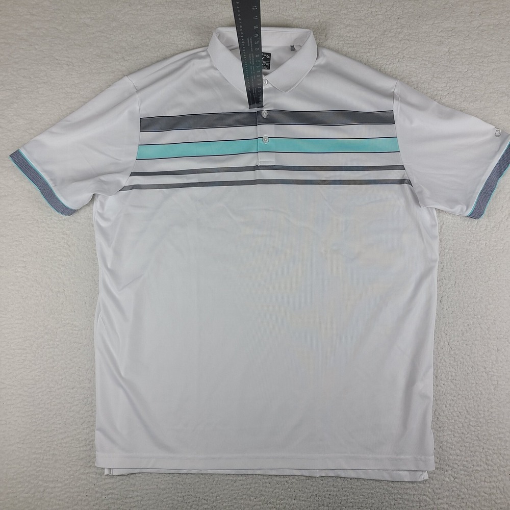 Callaway Polo Shirt Mens 2XL XXL White Opti Dri Performance Golf Short Sleeve *